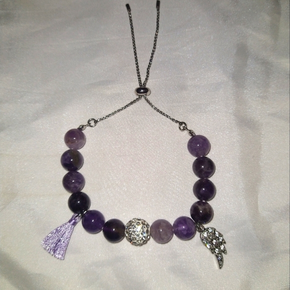 Amethyst bead charm bracelet - Picture 2 of 2